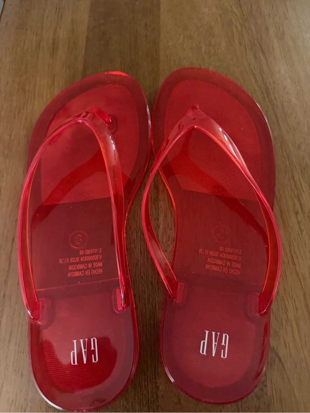 GAP Women's Transparent Red Jelly Flip Flop Sandals